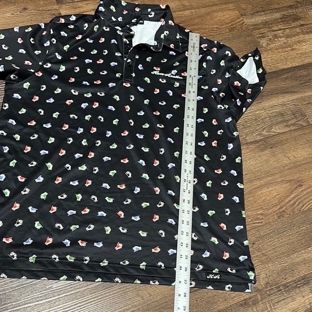 Black Golf Polo Shirt with Colorful glove Pattern - Picture 5 of 7